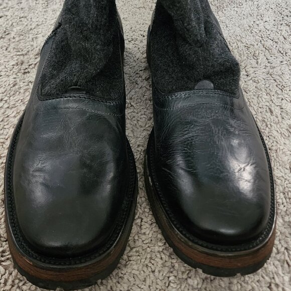 John Varvatos Men's Black Tahoe Leather and Wool Boots Retail: $898 Sz 11.5 - Picture 1 of 3